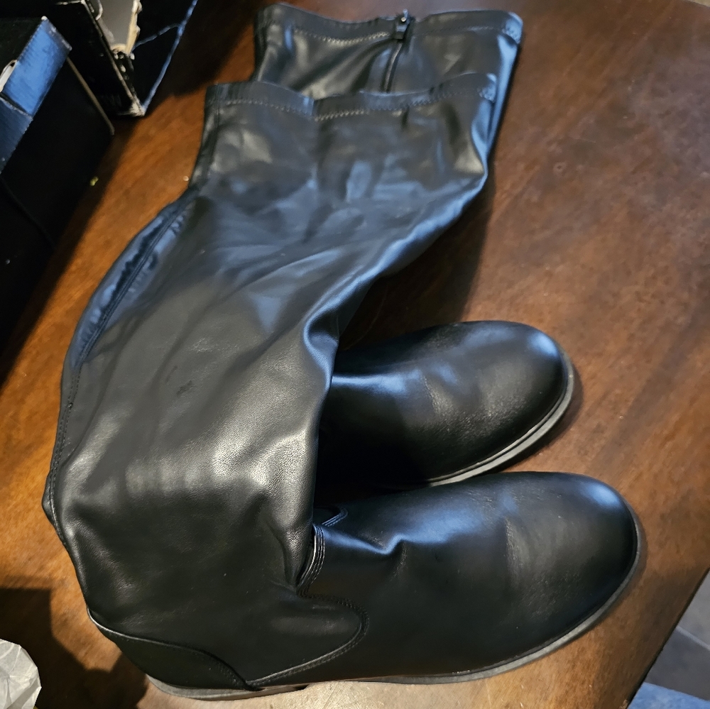 Over the knew boots. Faux leather. Like new